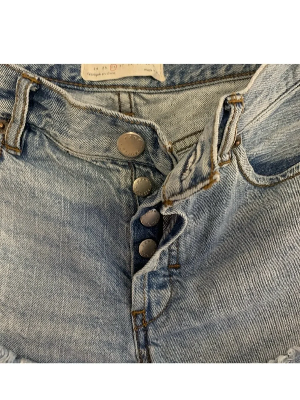 Free People Distressed Light Blue Denim Cutoff Shorts